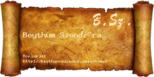 Beythum Szonóra névjegykártya